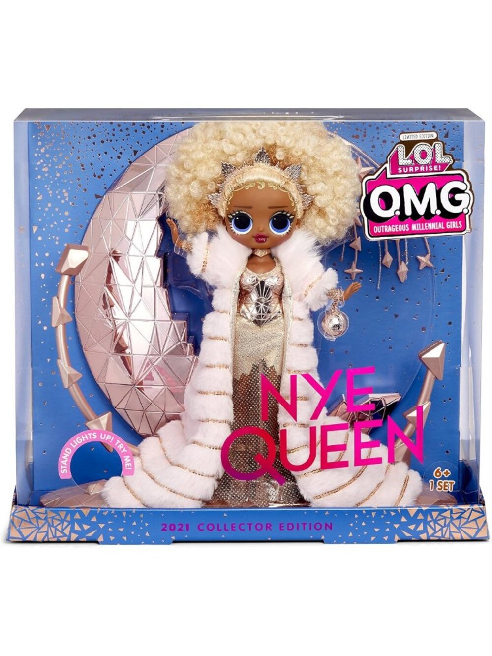 Holiday Collector Fashion Doll - NYE Queen Outfit, Gold Accessories, Light Up